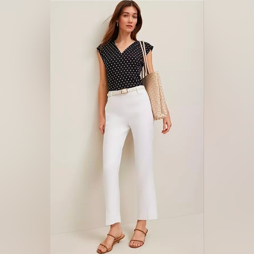 Ann Taylor Womens $98 Size 12T Tall Mid Rise Eva Ankle Pant in White NWT